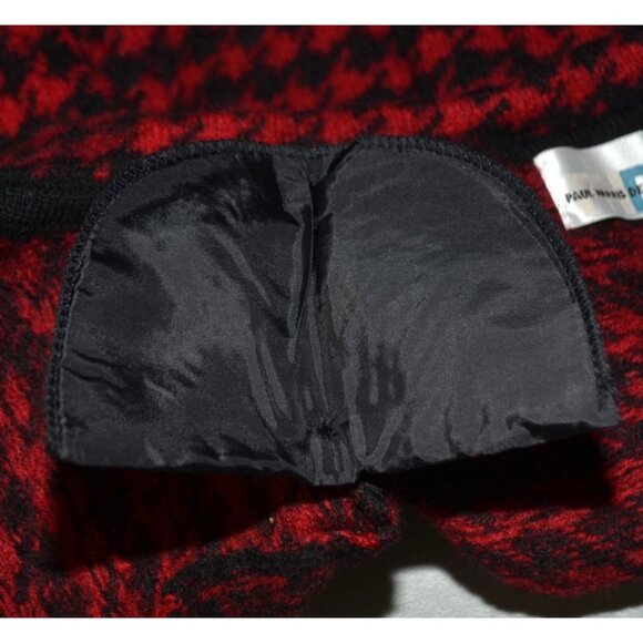 Paul Harris 100% Wool Red Houndstooth Full Zip Cardigan Sweater Size M Retro - Picture 8 of 10